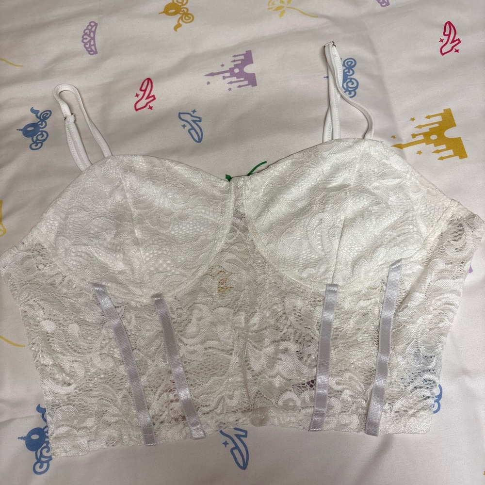 White Lace Corset Crop Top